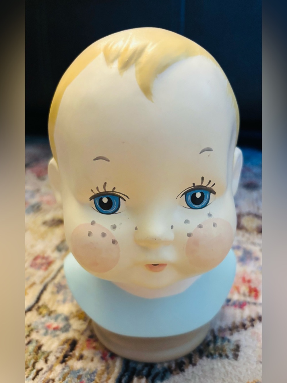 Vintage Enesco "Prettiest Face" Baby Head Ceramic Savings Bank 6" - Sri Lanka